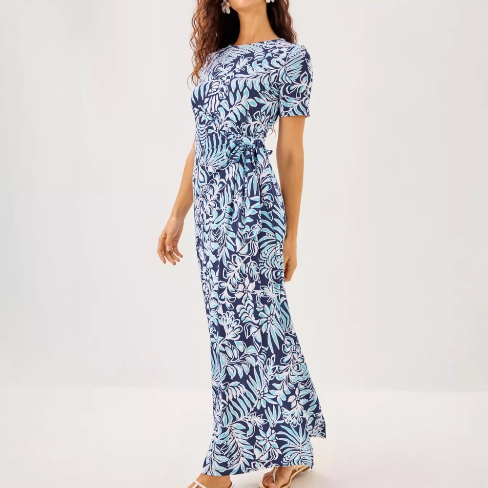 New Lilly Pulitzer Chace Maxi Dress Sapphire Pool Summer Shorelines Size Small